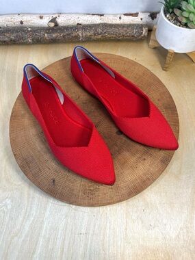 Women’s Pointed Red Flats - Comfort Knit Slip-On Rothy's Size 7